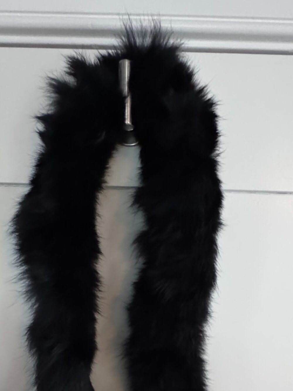 Rex Rabbit Black Fur Scarf w/ Pull-Through Slots – Ultra Soft Black Fur Wrap - Picture 3 of 5